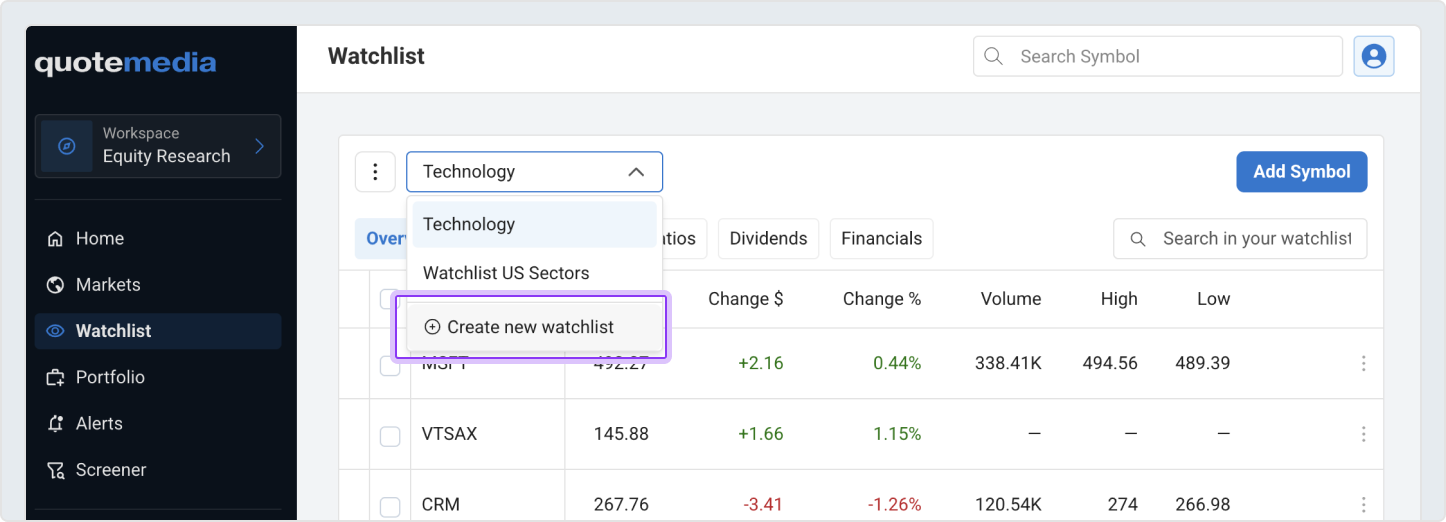 Create a new Watchlist